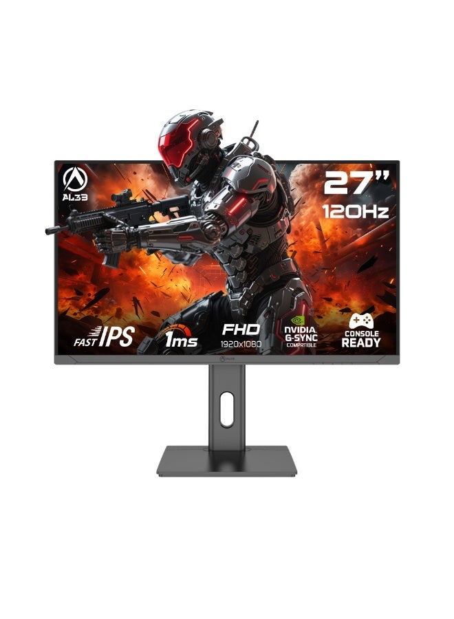 العب شاشة ألعاب 27 بوصة، دقة FHD 1080p، معدل تحديث 120 هرتز، تقنية IPS، زمن استجابة 1 مللي ثانية، منافذ HDMI 2.0 وVGA وDisplayPort، متوافقة مع G-SYNC، مكبرات صوت مدمجة، تقنية تقليل الضوء الأزرق، تغطية 99% من نطاق ألوان sRGB، متوافقة مع معيار VESA - Image 2